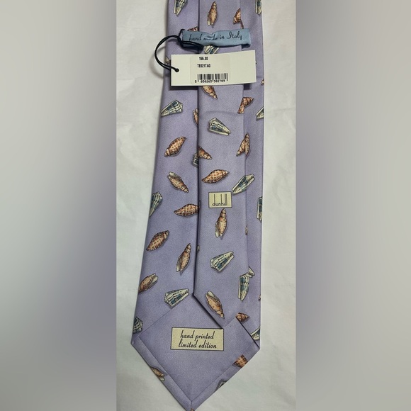 Dunhill Silk Tie - Lavender with seashells - Picture 2 of 3
